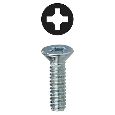 #8-32 X 1-1/4 In Combination Phillips/Square Flat Machine Screw, Zinc Plated Carbon Steel, 100 PK